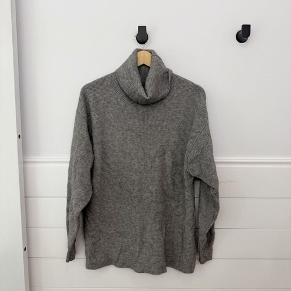 Women’s Free People Gray Rib-Knit Turtleneck Oversized Sweater XS